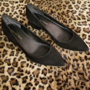 Via Spiga Black Suede Heels